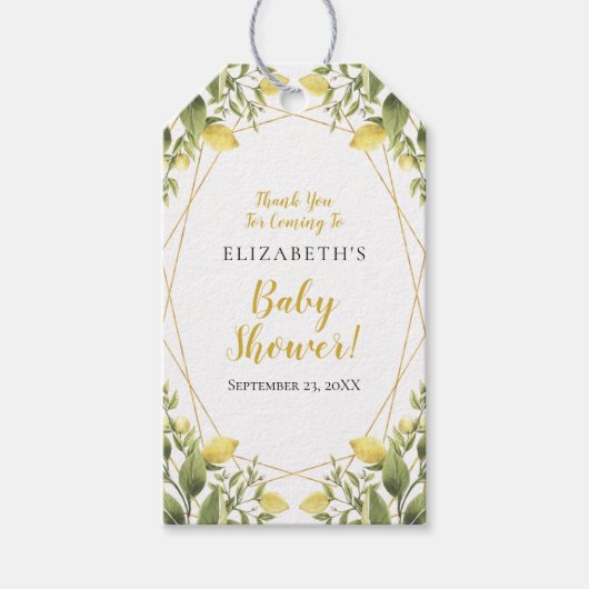 Lemons Greenery Baby shower Cadeaulabel (Voorkant)