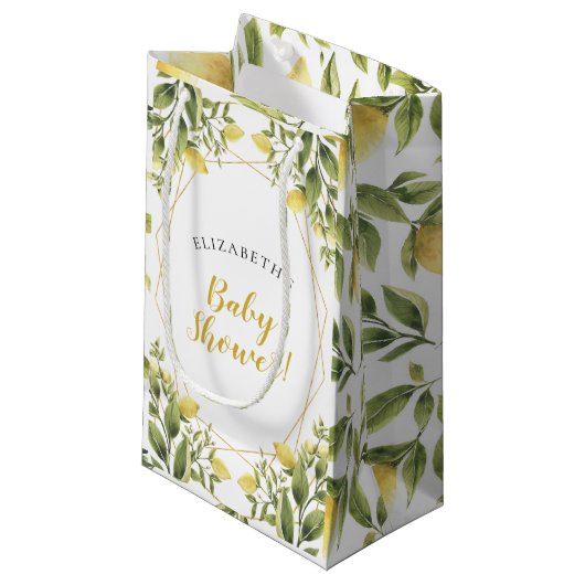Lemons Greenery Baby shower Klein Cadeauzakje (Voorkant Gekanteld)