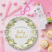 Lemons Greenery Baby shower Papieren Bordje (Feest)