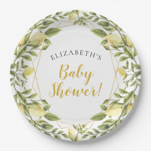 Lemons Greenery Baby shower Papieren Bordje