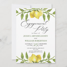 Lemons Greenery Blossom Engagement Party Kaart