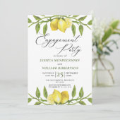 Lemons Greenery Blossom Engagement Party Kaart (Staand voorkant)
