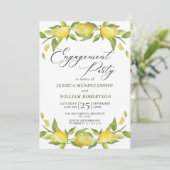 Lemons Greenery Blossom Engagement Party Kaart (Staand voorkant)