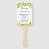 Lemons Greenery Blossom Wedding Program Hand Fan Handwaaier (Voorkant)