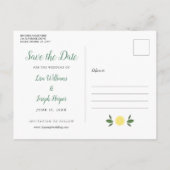 Lemons Greenery Elegant Save the Date Aankondigingskaart (Achterkant)