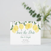 Lemons Greenery Elegant Save the Date Aankondigingskaart (Staand voorkant)