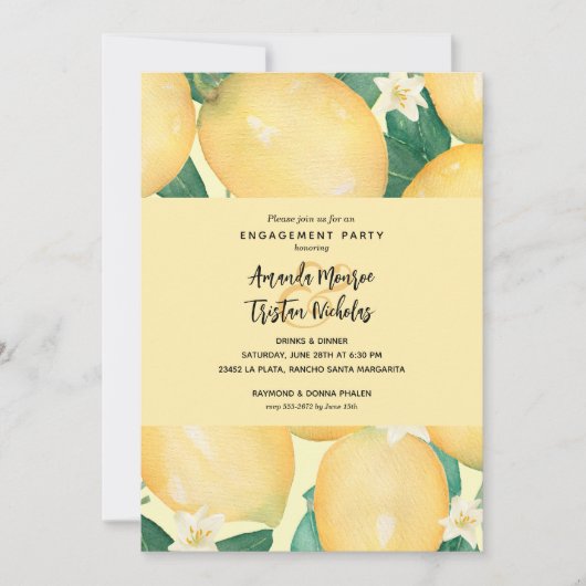 Lemons Greenery Engagement Party Kaart (Voorkant)