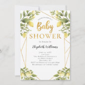 Lemons Greenery Geometric Lijst Baby shower Kaart (Voorkant)