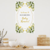 Lemons Greenery Geometric Lijst Baby shower Sign Poster (Keuken)