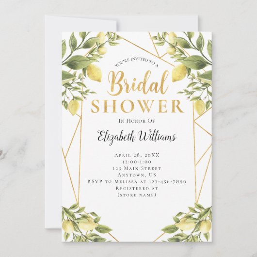 Lemons Greenery Geometric Lijst Vrijgezellenfeest Kaart (Voorkant)