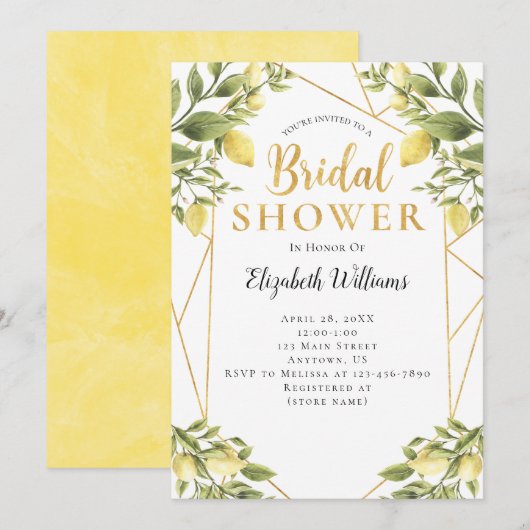 Lemons Greenery Geometric Lijst Vrijgezellenfeest Kaart (Voorkant / Achterkant)