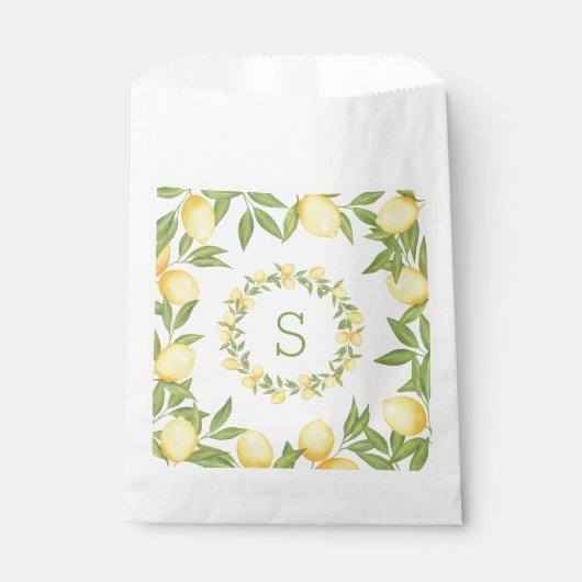 Lemons Greenery Monogram Elegant Bedankzakje (Voorkant)