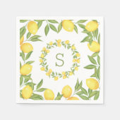 Lemons Greenery Monogram Elegant Servet (Voorkant)
