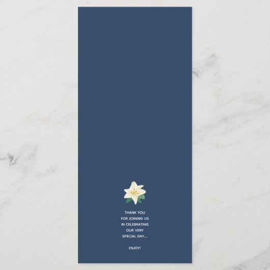 Lemons Greenery over marineblauw huwelijk Menu (Achterkant)