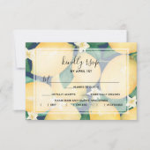 Lemons Greenery over Navy Blue RSVP Kaartje (Voorkant)