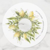 Lemons Greenery Rustic Wedding Wijnglas Label (Voorkant)