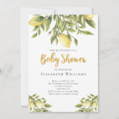 Lemons Greenery Waterverf Baby shower Kaart (Voorkant)
