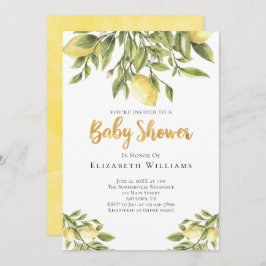 Lemons Greenery Waterverf Baby shower Kaart