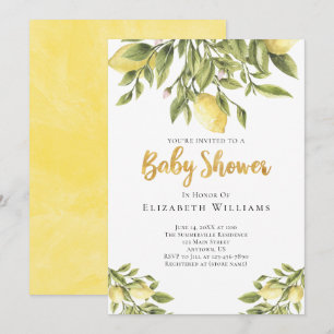 Lemons Greenery Waterverf Baby shower Kaart