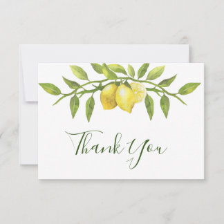 Lemons & Greenery Waterverf Hartelijk dank Bedankkaart