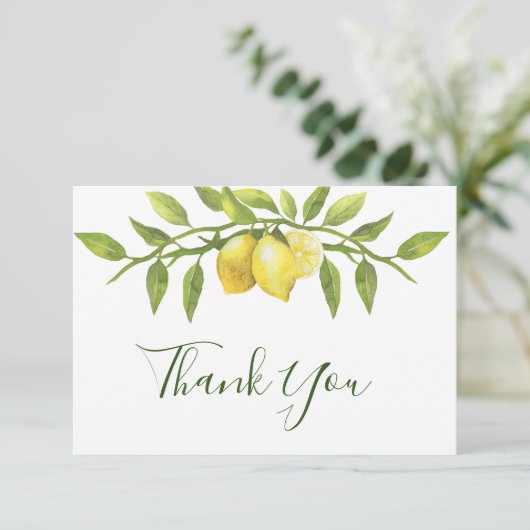 Lemons & Greenery Waterverf Hartelijk dank Bedankkaart (Staand voorkant)