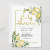Lemons Greenery Waterverf Neutral Baby shower Inv Kaart (Voorkant)