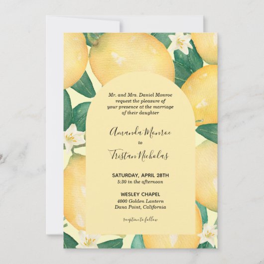 Lemons Greenery Wedding All in One Invites (Voorkant)