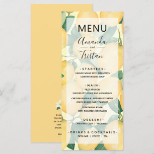 Lemons Greenery Wedding Menu