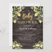 Lemons Greenery Wood Waterverf Baby shower Kaart (Voorkant)