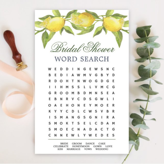 Lemons & Greenery Word Search Vrijgezellenfeest Ga (Creator heeft geüpload)