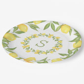 Lemons Groene Monogram Elegant Papieren Bordje (Gekanteld)