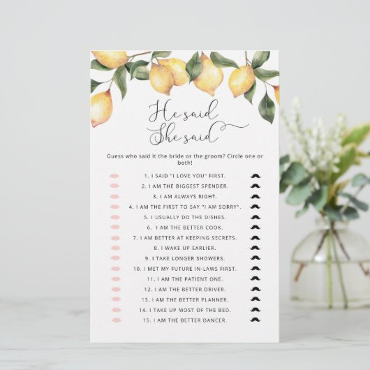 Lemons Hij zei dat ze vrijgezellenfeest spel zei (Staand voorkant)