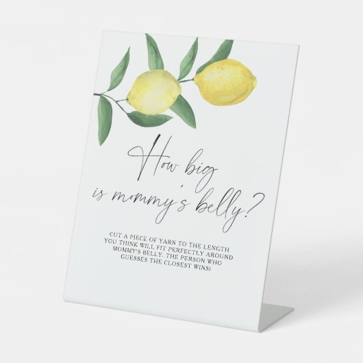 Lemons - hoe groot is mama's buik spel reclamebord met voetstuk (Voorkant)