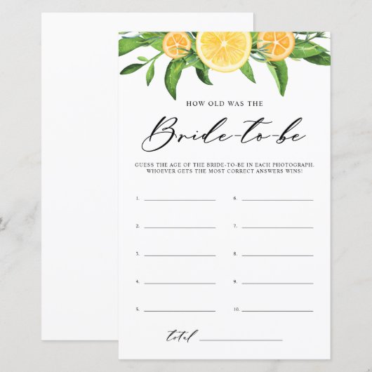 Lemons hoe oud het Vrijgezellenfeest was (Voorkant / Achterkant)