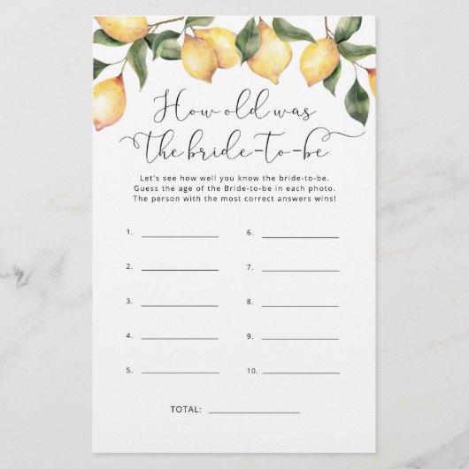 Lemons Hoe oud was de bruid om mee te spelen (Voorkant)