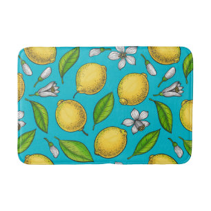 Lemons in blauw badmat