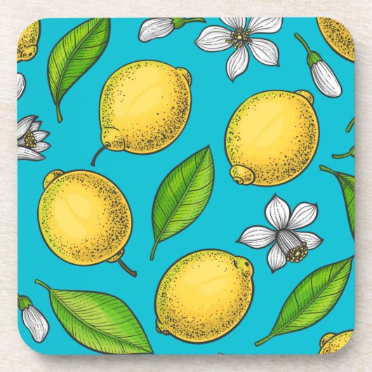 Lemons in blauw bier onderzetter (Voorkant)