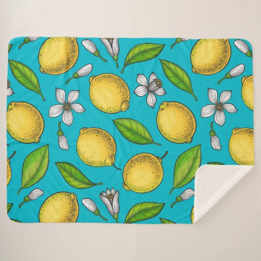 Lemons in blauw sherpa deken (Voorkant (horizontaal))