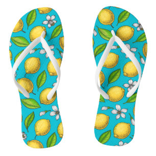 Lemons in blauw teenslippers