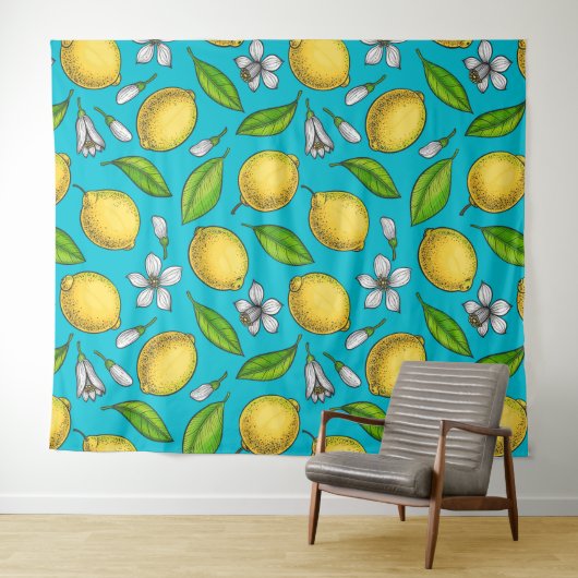 Lemons in blauw wandkleed (In Situ (horizontaal))