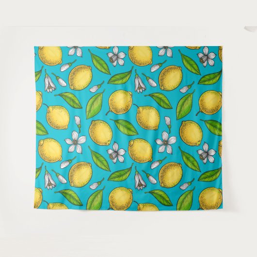 Lemons in blauw wandkleed (Voorkant (horizontaal))