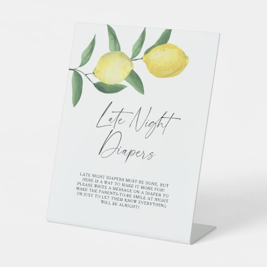 Lemons - Late nacht luiers spel Reclamebord Met Voetstuk (Voorkant)