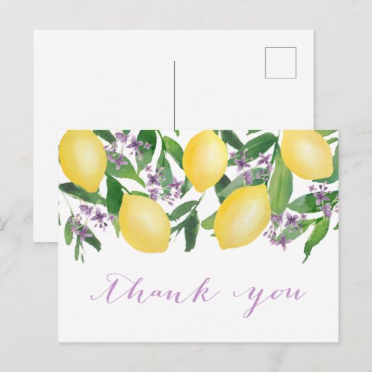 Lemons Lavendel Vrijgezellenfeest Dank u Briefkaart (Voorkant / Achterkant)