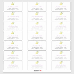 Lemons Lavender Charcoal Guest Envelope Adres Sticker