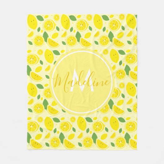 Lemons Leaf Pattern Name Initiaal | Fleece Blanket (Voorkant)
