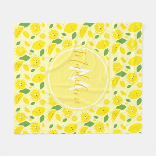 Lemons Leaf Pattern Name Initiaal | Fleece Blanket (Voorkant (Horizontaal))