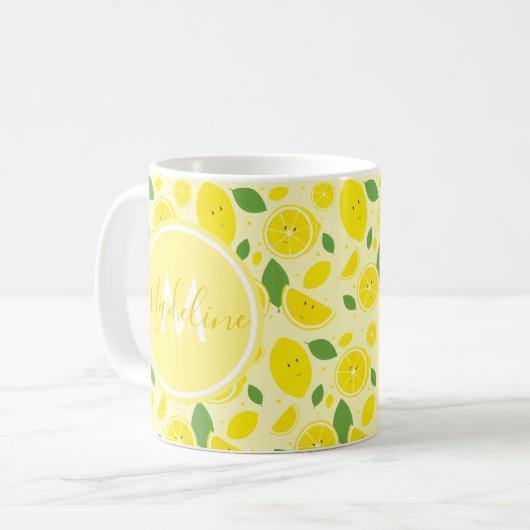 Lemons Leaf Pattern Name Initiaal | Mok (Voorkant links)