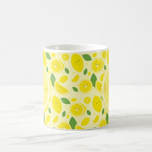 Lemons Leaf Pattern Name Initiaal | Mok (Center)