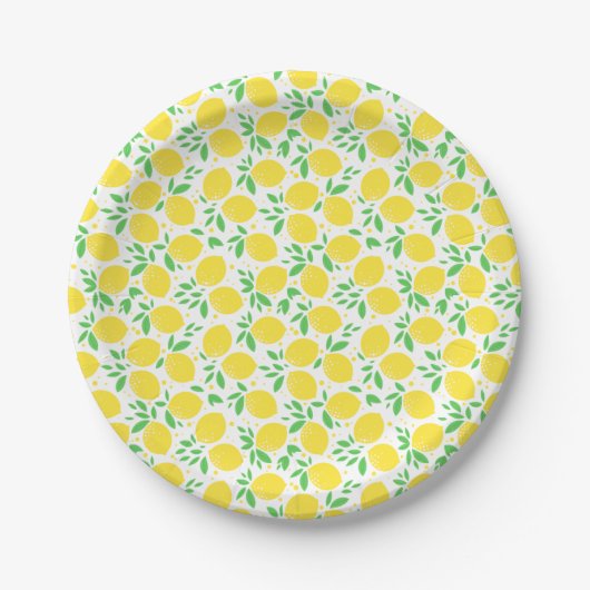 Lemons Leaf Pattern Papieren Bordje (Voorkant)