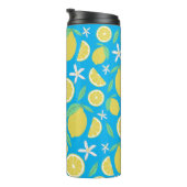 Lemons Leaves en Flowers Lemonade Blue Thermosbeker (Geroteerd rechts)